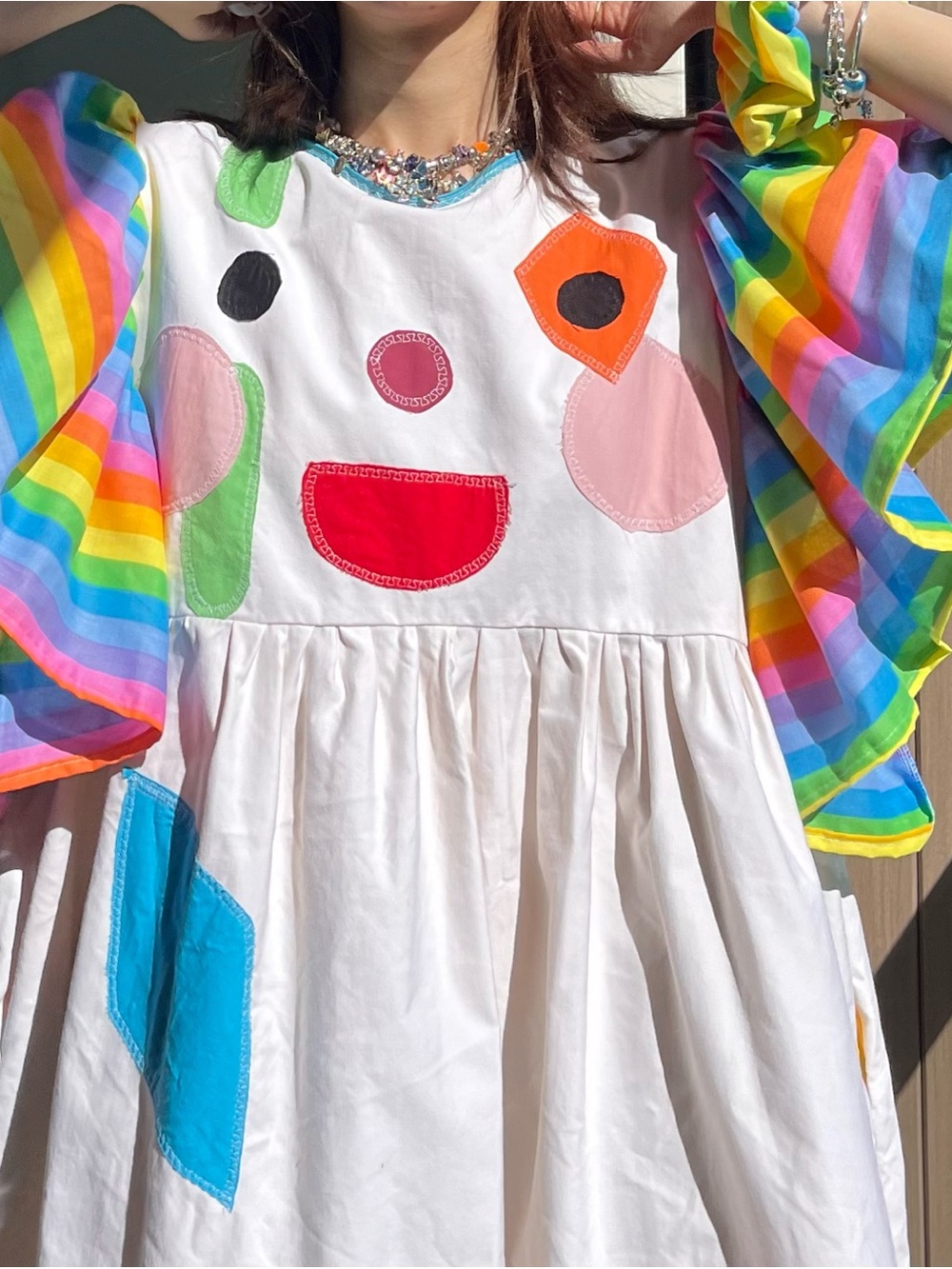 Odd Little Joy | Handmade Rainbow Appliqué Cotton Dress | SKU 09083